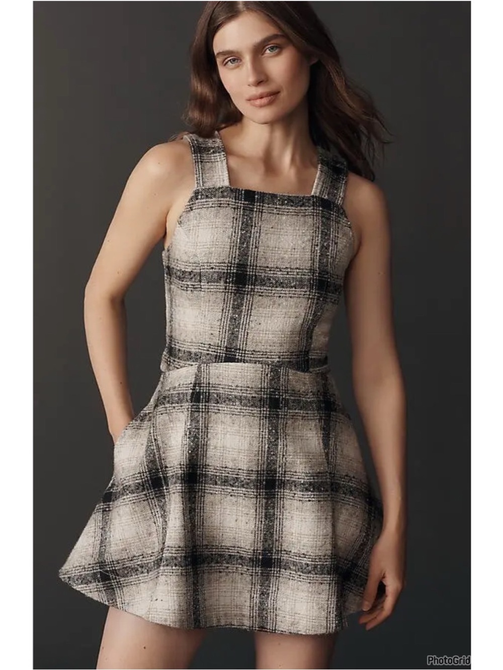 Anthropologie Plaid Wool Blend Sleeveless Romper Size 12 NEW Tags